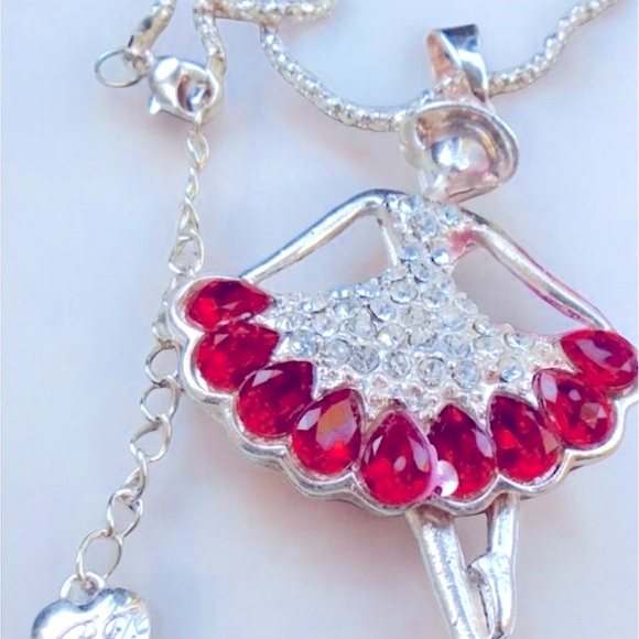 Betsey Johnson Red Crystal Ballet Dancing Girl Pendant Necklace NEW in package - Picture 9 of 16